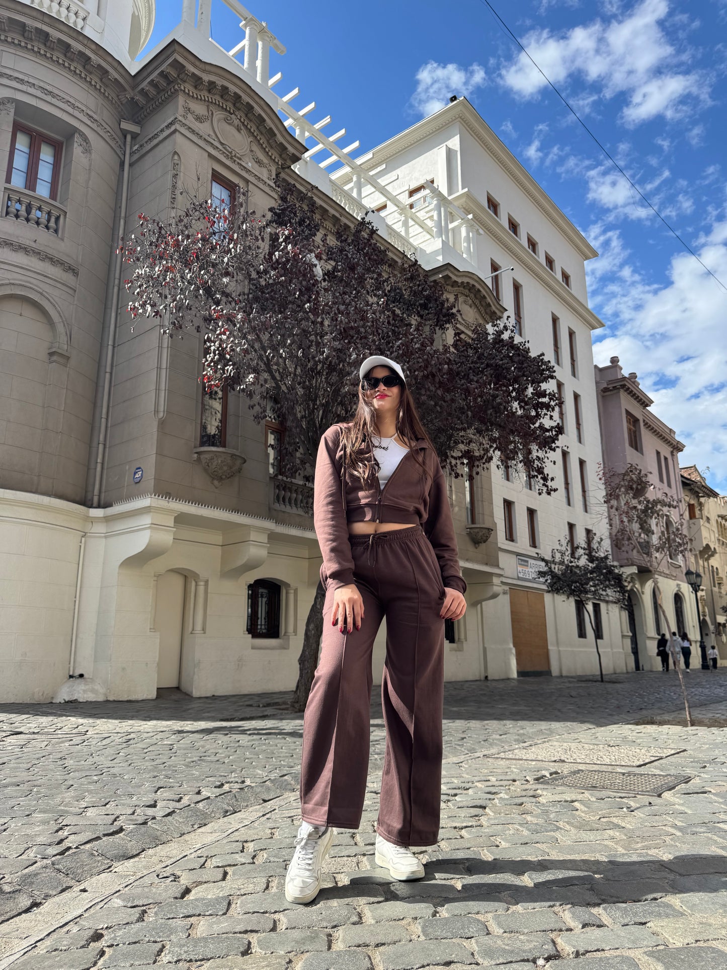 Conjunto Algodón Premium: Polerón con Cierre y Palazzo Marrón 🤎